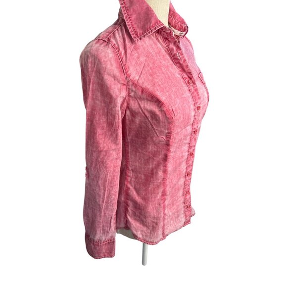 Guess Womens Pink Long Sleeve Button-Up Shirt Size S - Picture 3 of 10